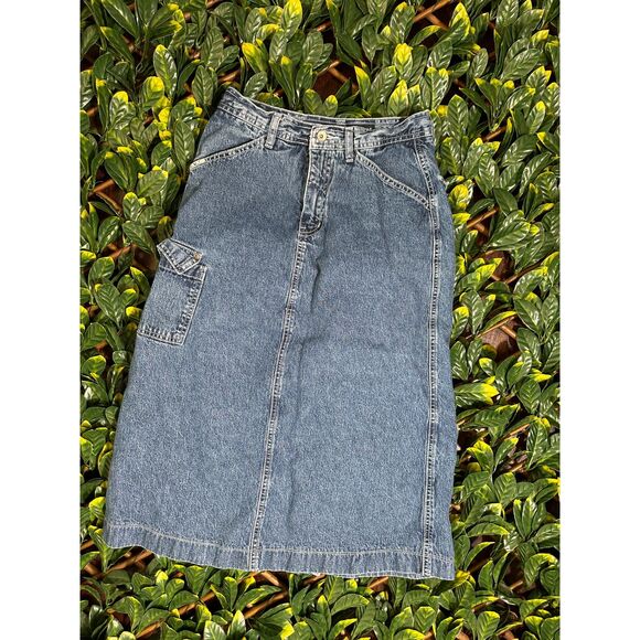 Vintage R.V.T Denim Cargo Midi Skirt Size 8 - Picture 1 of 4